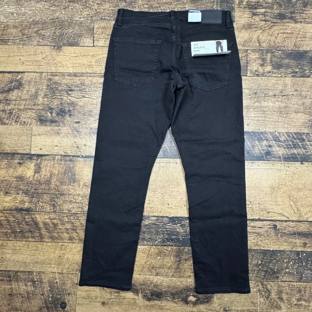 Lucky Brand 412 Athletic Slim‎ Black Ink Jeans Men Size 32x30 2 Way Stretch New